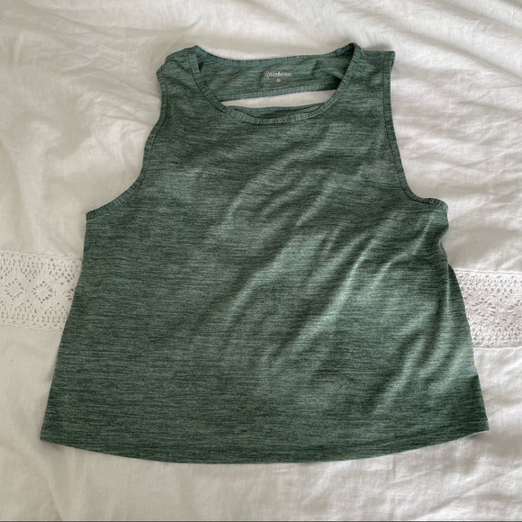Rainbeau SMALL Open Back Crop Active Athletic Tank Top Green - Picture 1 of 4